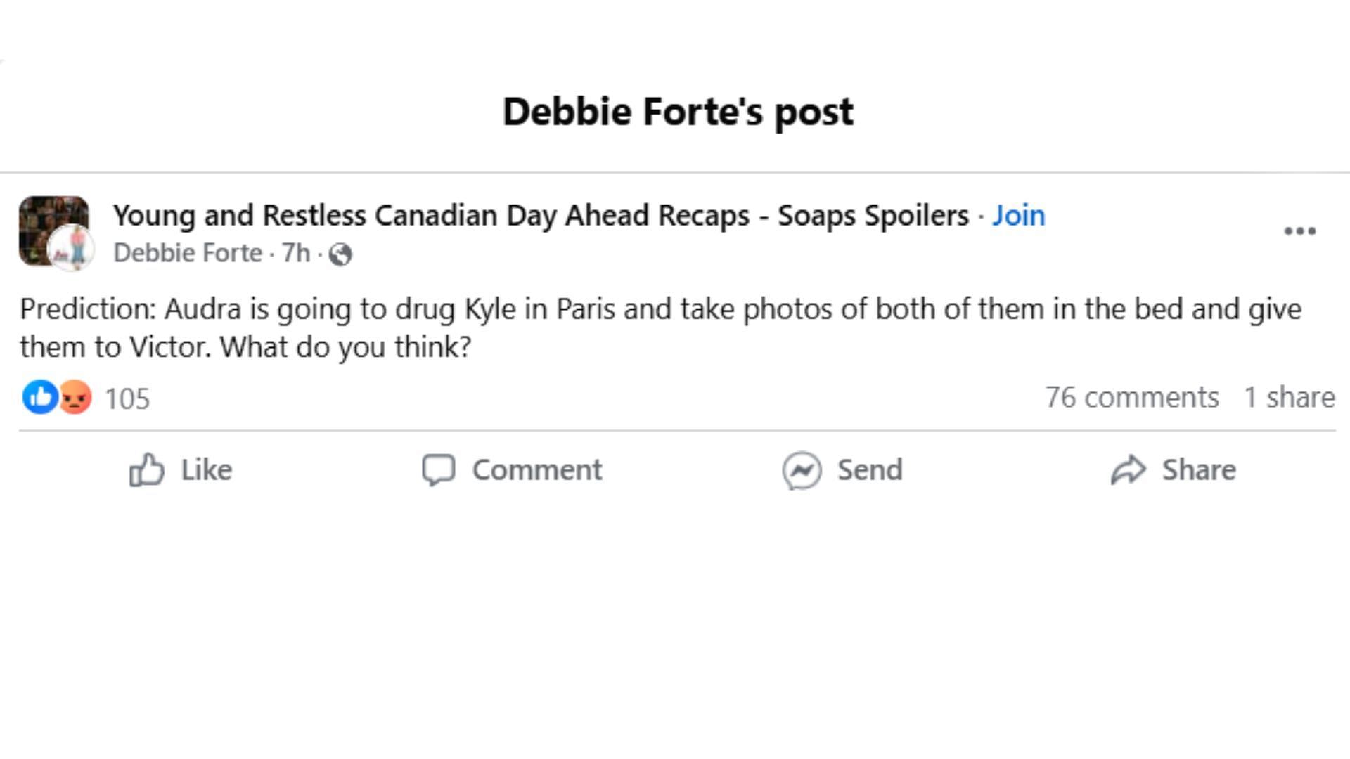 The Original Post by the fan (Image via Facebook/ @Debbie Forte)
